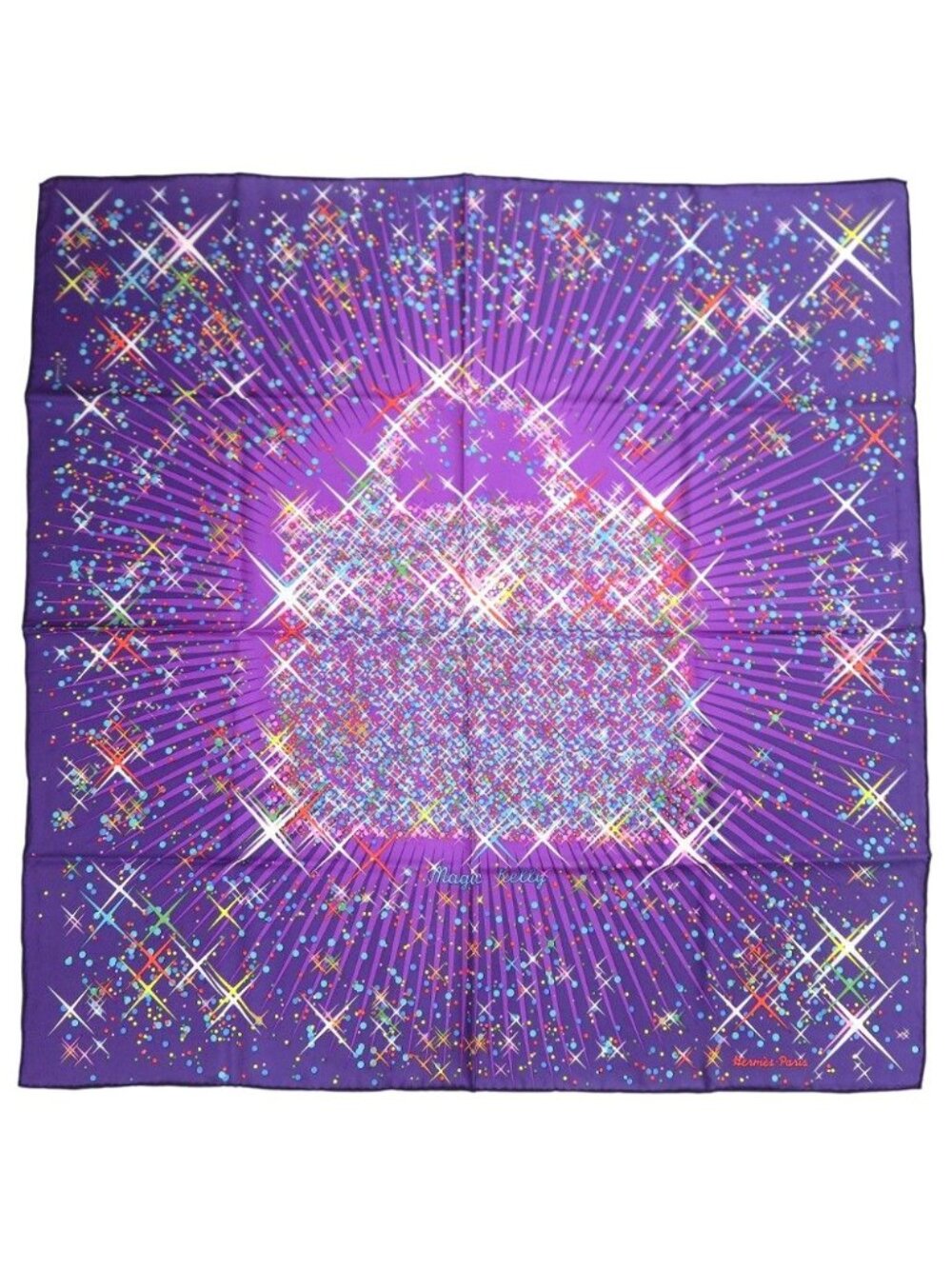 Hermes Carre 90 Magic Kelly Silk Purple Scarf